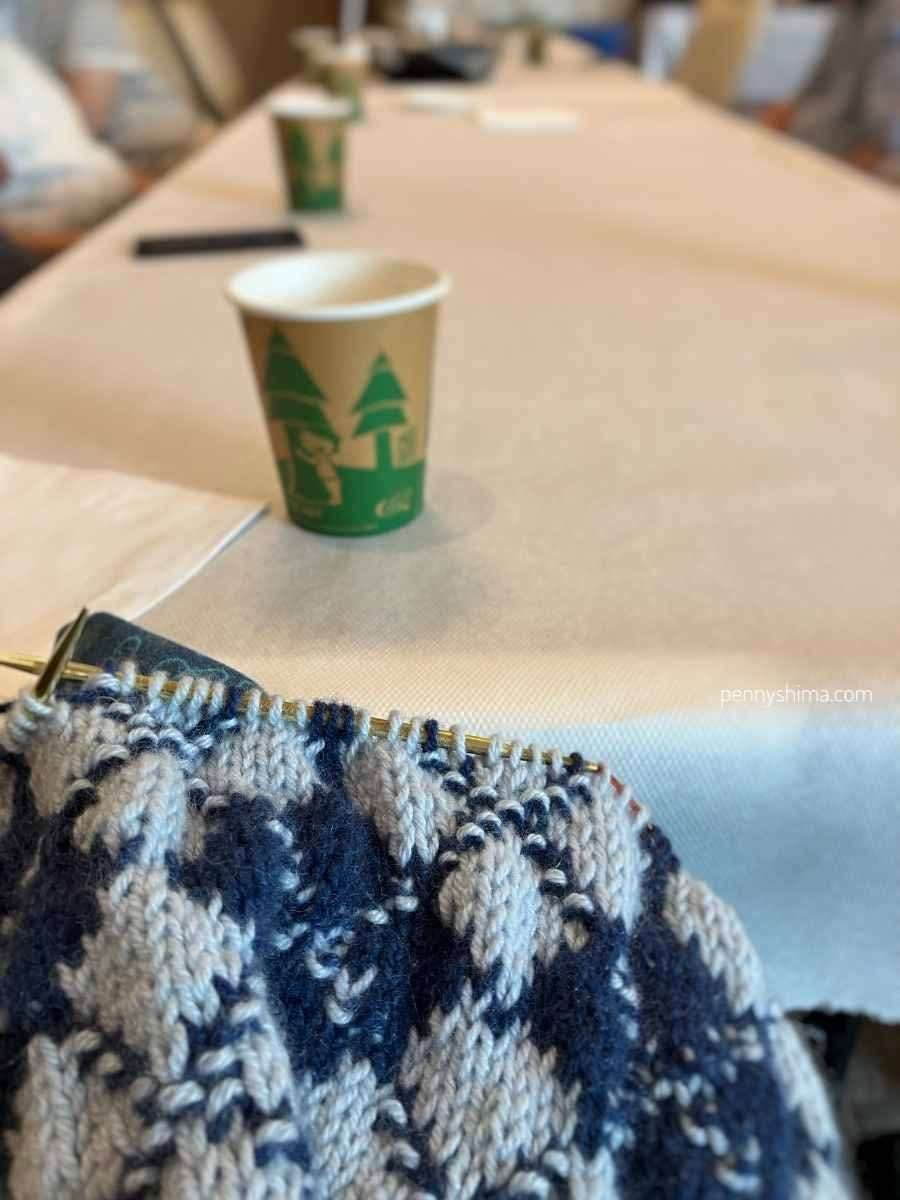 Clinton Hill Cashmere Cowl Progress during coffee