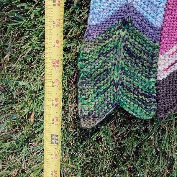 Blanket in progress, with unblocked length approximately 36"