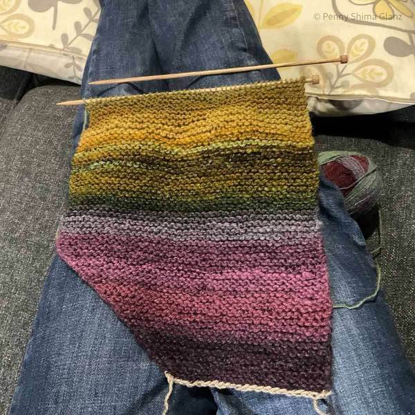 First attempt at knitting the handspun. A cowl.