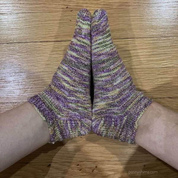 completed purple cotton sock
