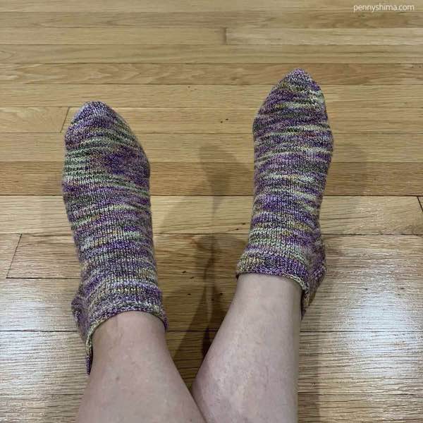 completed purple cotton sock