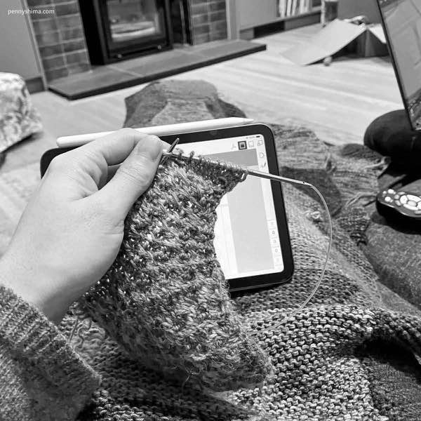 Shift cowl in progress held in front of an iPad.