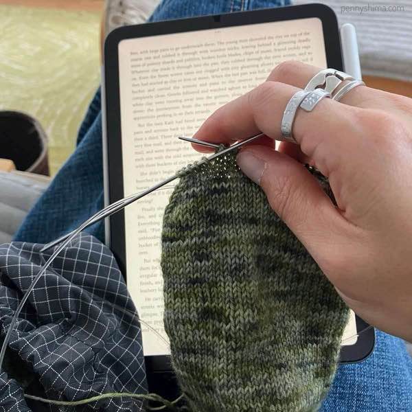 Green sock in progress