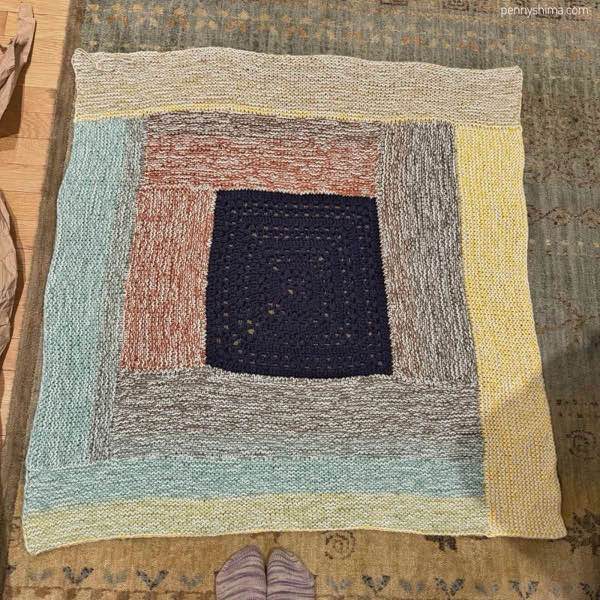 log cabin blanket finished, unwashed.